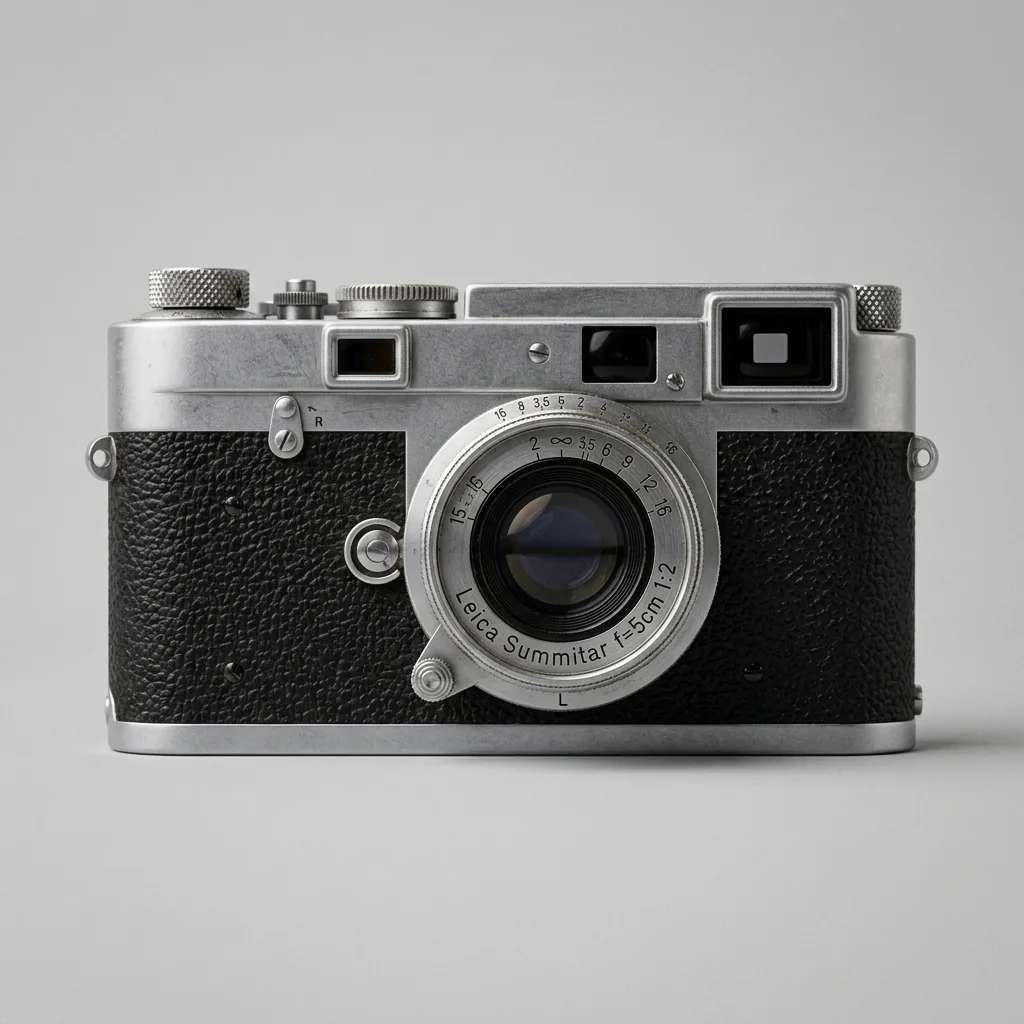 1960s 35mm rangefinder camera in chrome and black